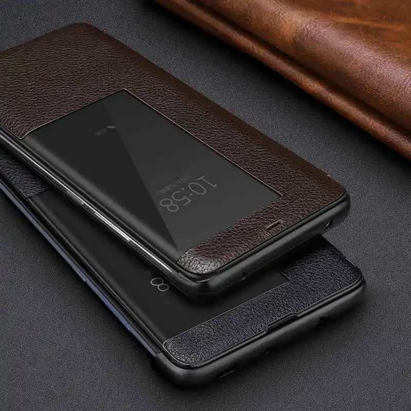 genuine leather case for huawei mate 20 pro case intelligent wakeup cover window view coque for huawei mate 20 case fundas free global shipping