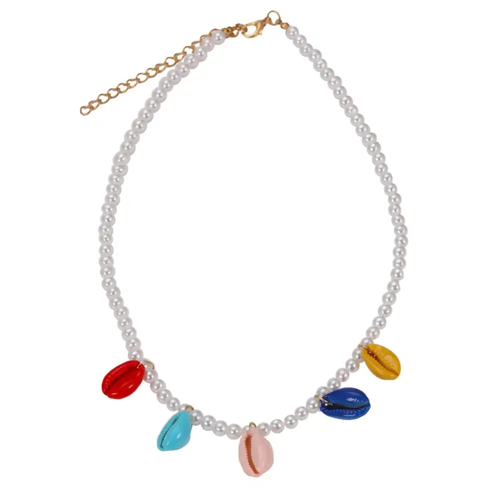 Pearl Multi Лучшее дамское Двухслойное ожерелье-чокер Za для женщин, летнее праздничное Ювелирное колье с подвеской в виде раковины, Жемчужное массивное ожерелье - Окраска металла: Pearl Multi