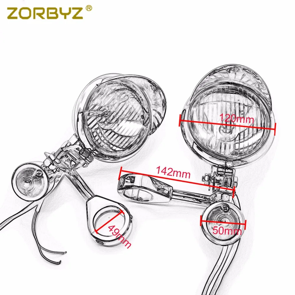 ZORBYZ Motorcycle 39mm Chrome Turn Signal Driving Spot Fog lights Bar Fork Bracket For Harley Touring Chopper Custom |