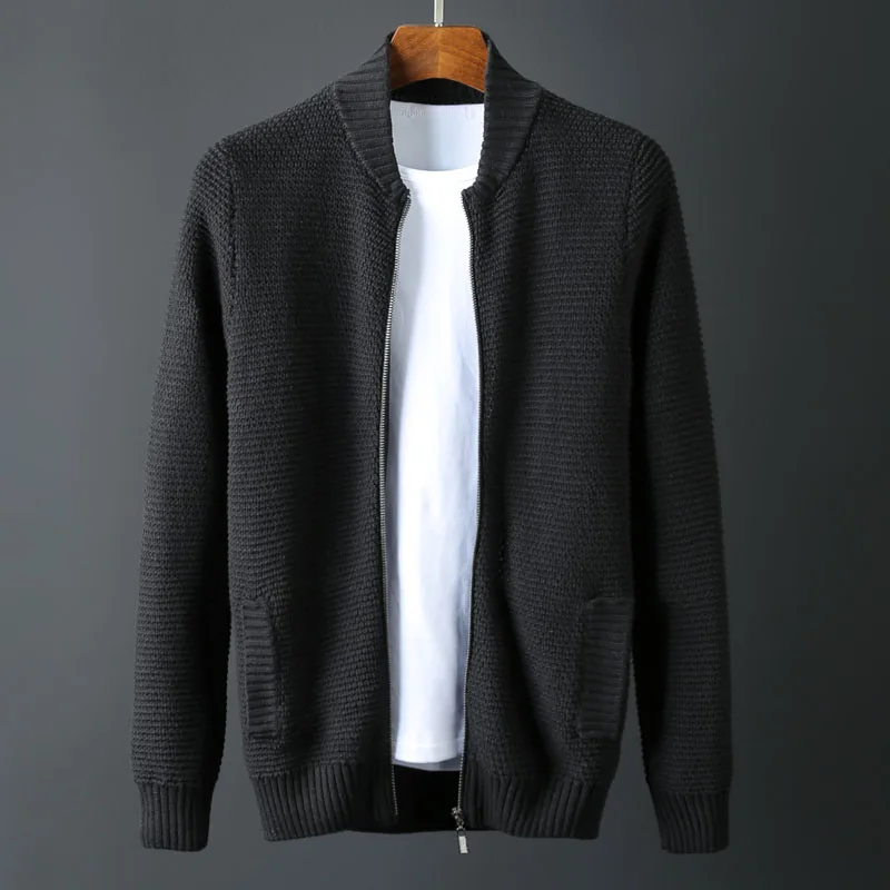 

new Spring Autumn Men Jacket Cardigan Casual Male Tide Computer Knitted Fashion Mandarin Collar high quality plis size M -5XL6XL