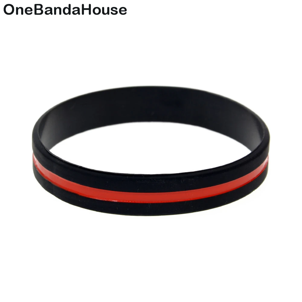 

1PC Red Line Silicone Wristband Debossed and Ink Filled Color