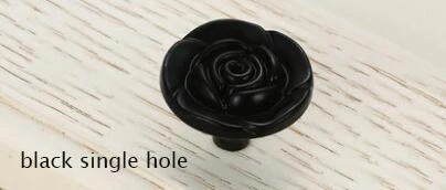 black single hole Винтажные ручки для шкафа, пасторальная Роза, ручки для шкафа, комода, ручки для ящика, декоративные ручки, одно отверстие, размеры S, M, L - Цвет: black single hole