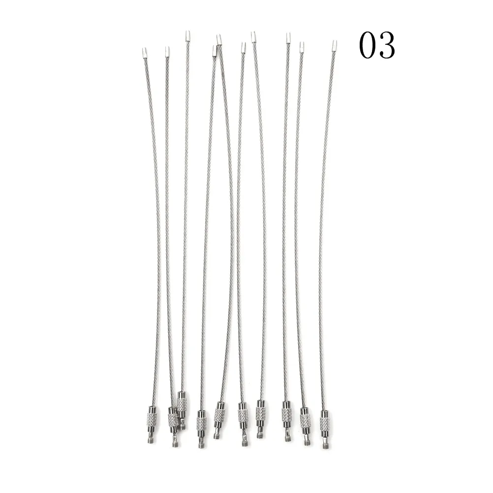 1-3 10pcs 5 шт. или 10 шт. брелок тег веревка проволока из нержавеющей стали кабель петля винт устройство блокировки Кольцо Брелок Круг лагерь подвесной инструмент - Цвет: 1-3 10pcs
