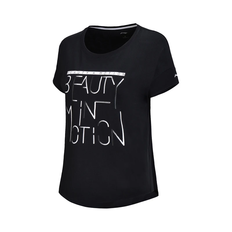 Li-Ning женская футболка для тренировок 68% хлопок 32% полиэстер свободная посадка на