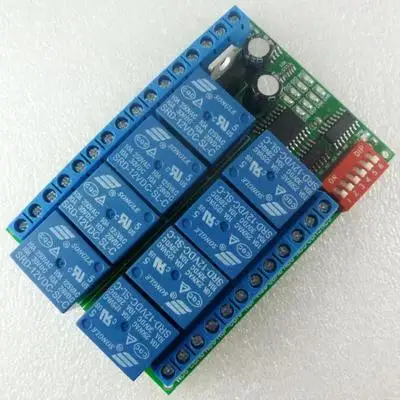 8 канальный релейный модуль Modbus RTU RS485 12 В коммутационная плата для лампы PLC