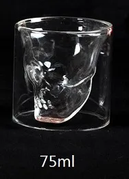 75ml 75 мл стеклянная чайная чашка с черепом для виски, вина, водки, бара, клуба, вина, Двухслойное прозрачное Хрустальное стекло - Цвет: 75ml