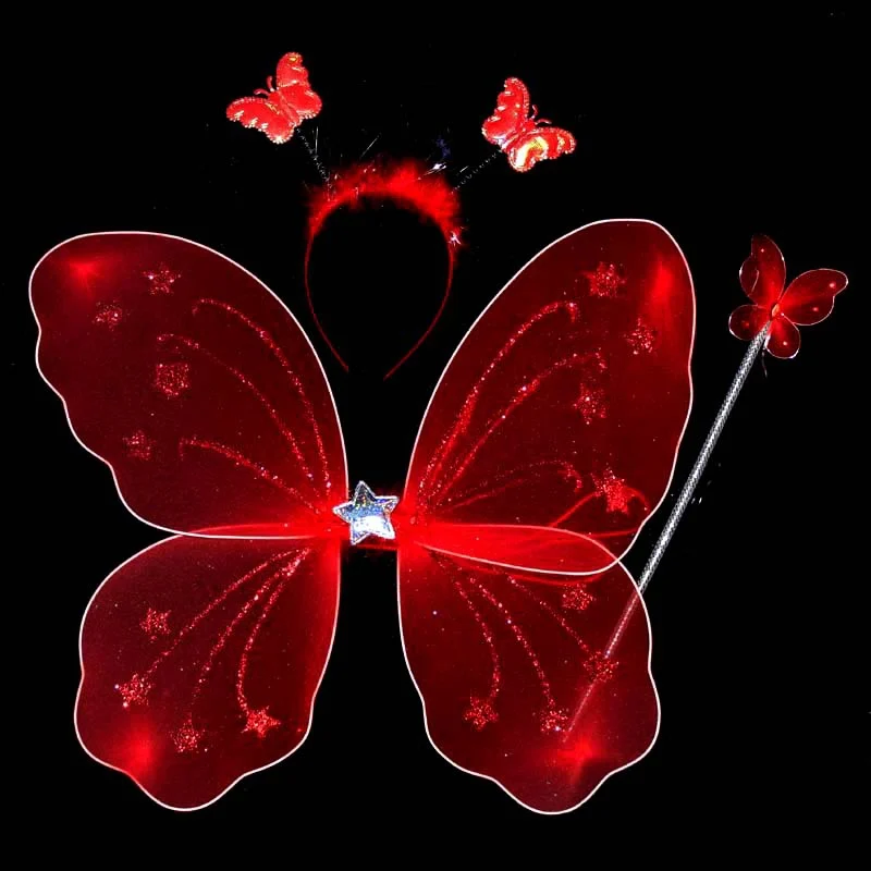 Girl Kid Butterfly Angel Wings Single Layer Three-Piece Set | Тематическая одежда и униформа