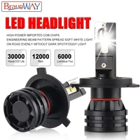 braveway h4 led car headlight bulbs h7 9005 hb3 9006 hb4 led auto bulb 6500k 12000lm 60w 12v 24v h7 h11 led bulbs for motorcycle