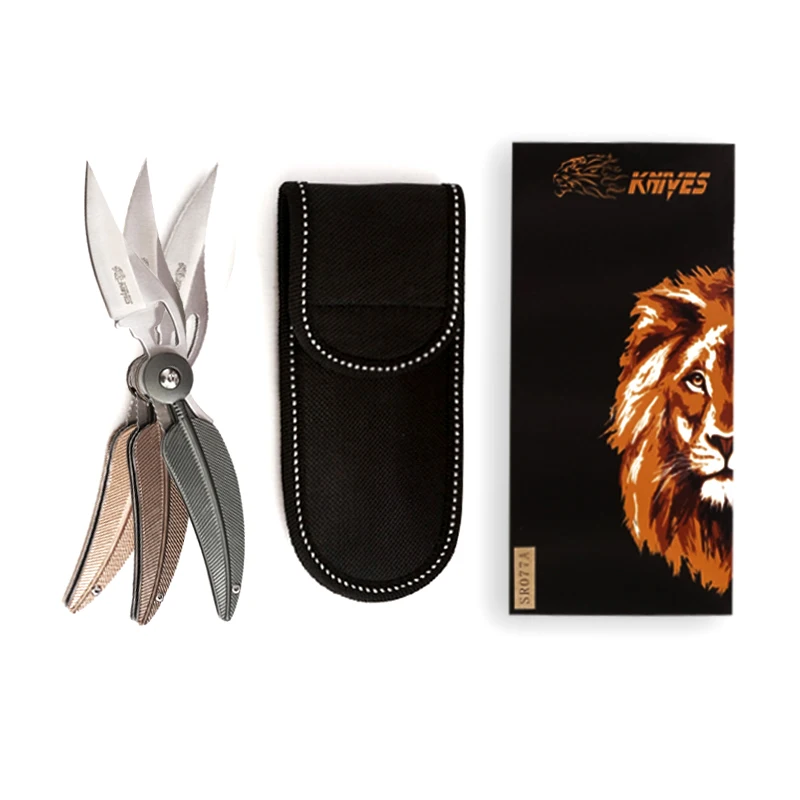 Складной нож в форме листа охотничий из нержавеющей стали с алюминиевой ручкой