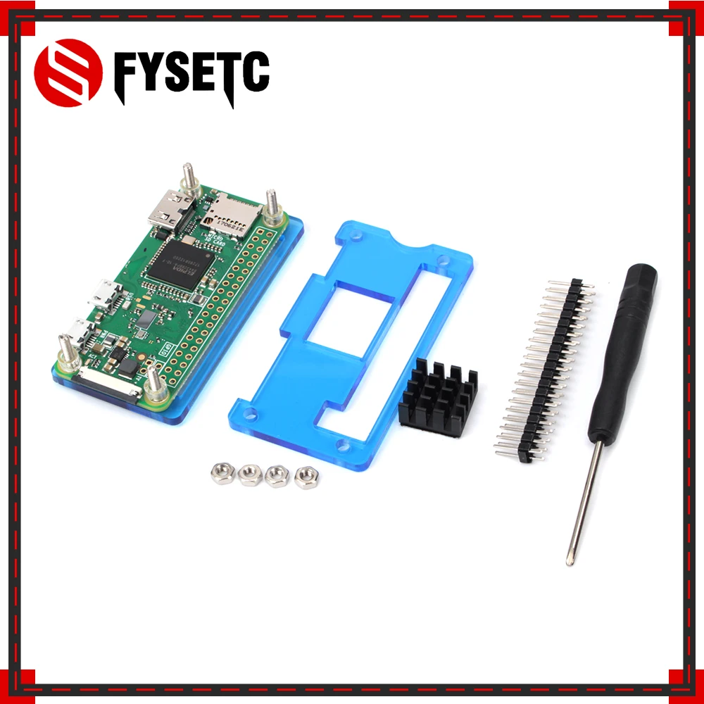 Raspberry Pi Zero W 4 в 1 комплект синий акриловый чехол + теплоотвод отвертка разъем GPIO для