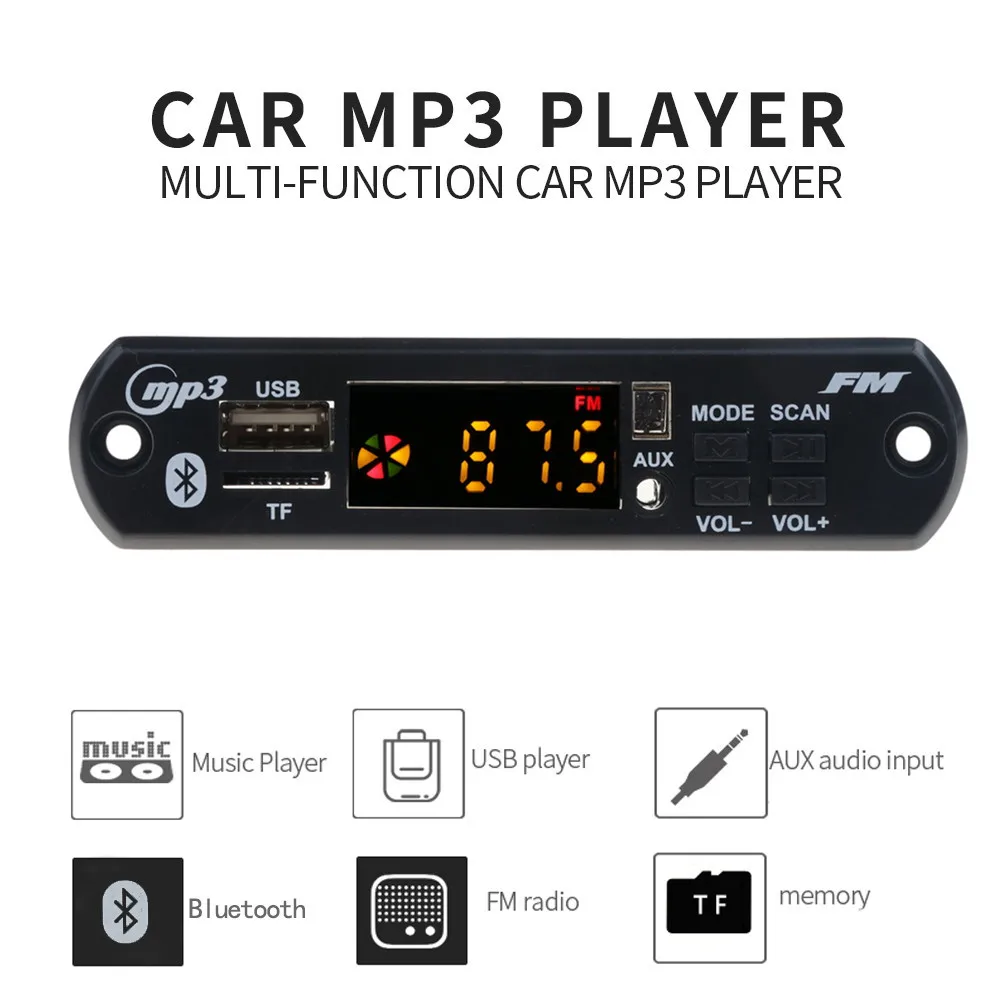 DIY Bluetooth V5.0 MP3 плеер беспроводной приемник 5 в 12 В Mp3 декодер доска автомобильный fm-радио модуль TF USB 3,5 мм AUX аудио адаптер