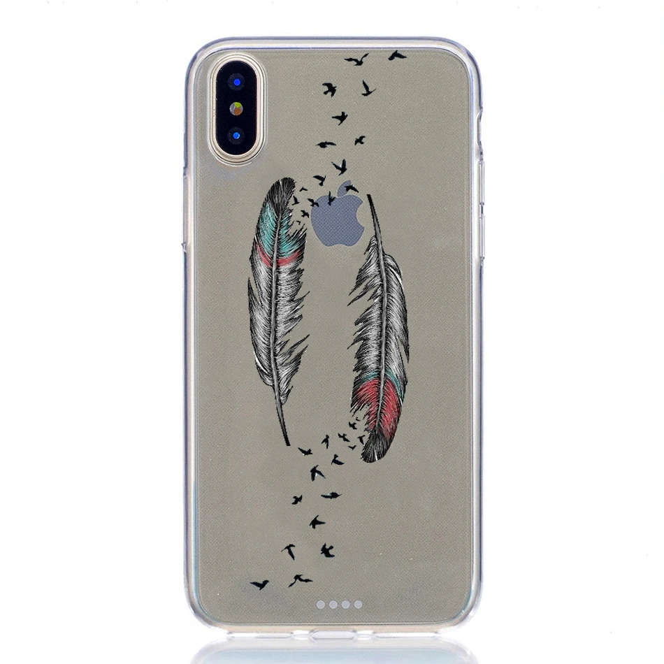 Чехол для iphone x xs max xr 6 6s 7 8 plus funda силиконовый мягкий Оригинальный чехол love перо