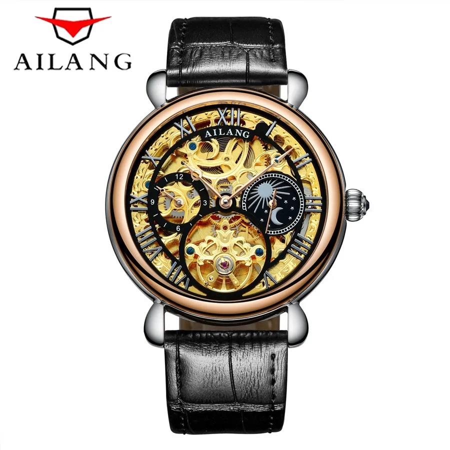 AILANG Tourbillon новые бизнес мужские часы Топ бренд Роскошные водонепроницаемые