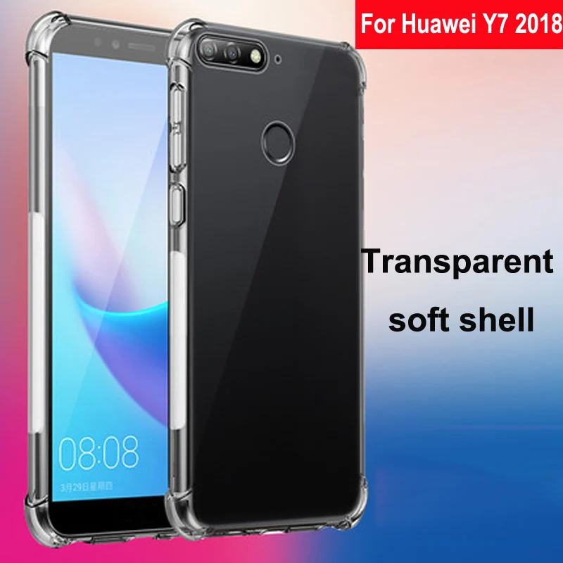 Роскошный противоударный прозрачный мягкий чехол для Huawei Y7 2018 чехлы телефонов