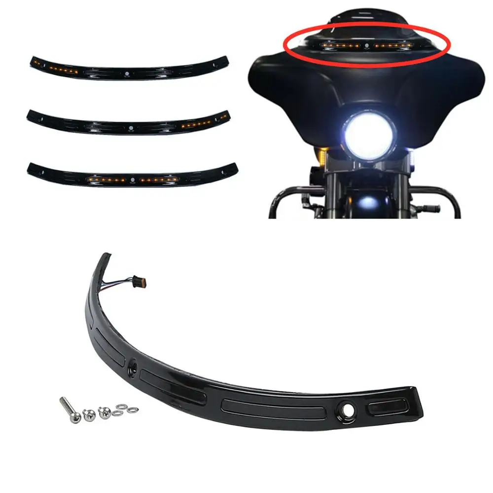 Отделка лобового стекла мотоцикла со светодиодный светильник кой для Harley Touring