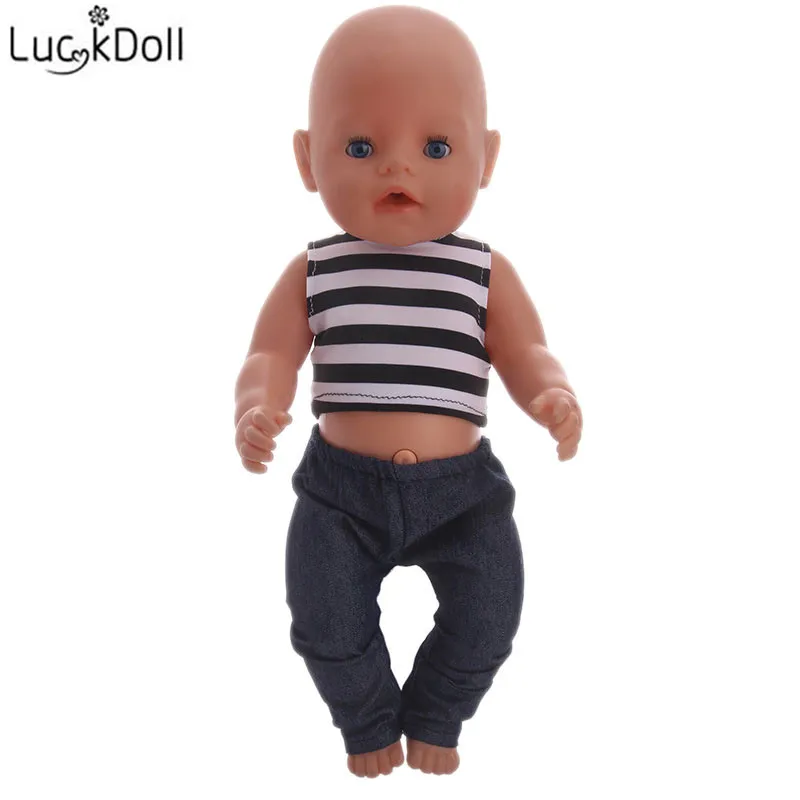 Топ Без Рукавов LUCKDOLL + джинсы для 18 дюймовых американских кукол и 43 см лучший
