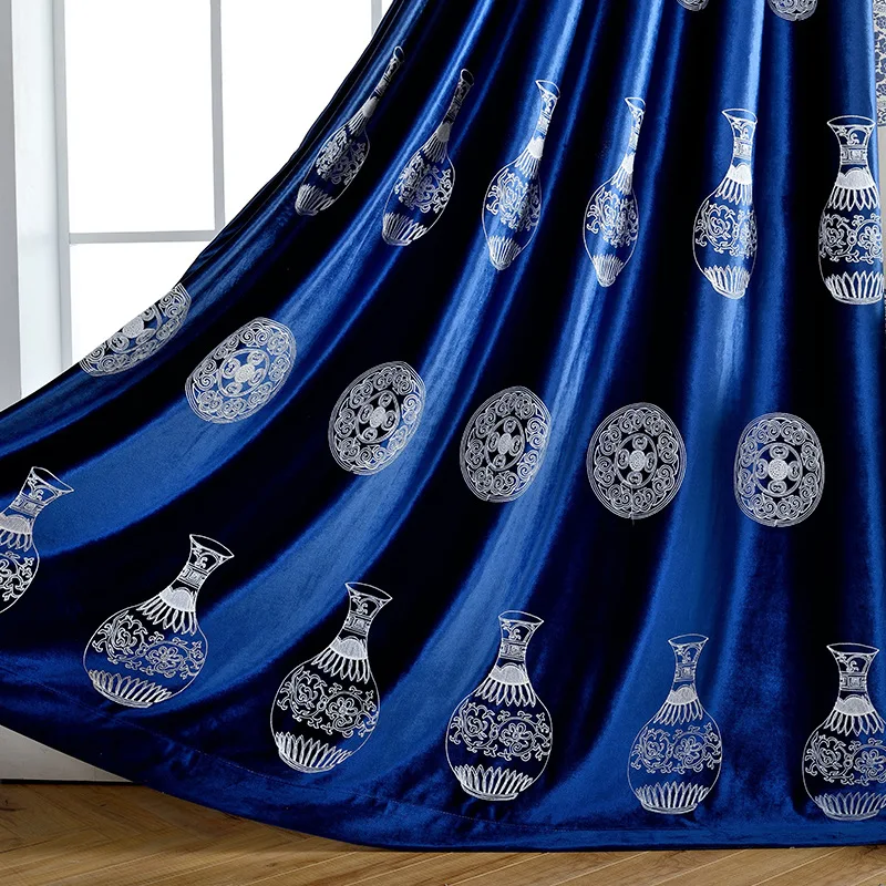 Бутылка итальянского бархата Шторы качество для Гостиная Спальня вышитые