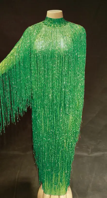 Dress 5 8 цветов, женское сексуальное сценическое Сетчатое трикотажное платье с блестящими кисточками, вечерние танцевальные костюмы для ночного клуба - Цвет: Dress 5