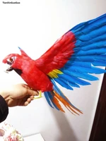 coloured red blue feathers parrot bird large 42x60cm spreading wings bird hard modelgarden decoration ornaments gift s1443