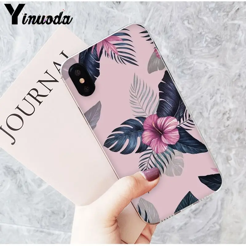 Yinuoda Лето листьев банановых Цветы Чехол для телефона Apple iPhone 8 7 6 6S Plus X XS Макс 5 5S SE XR