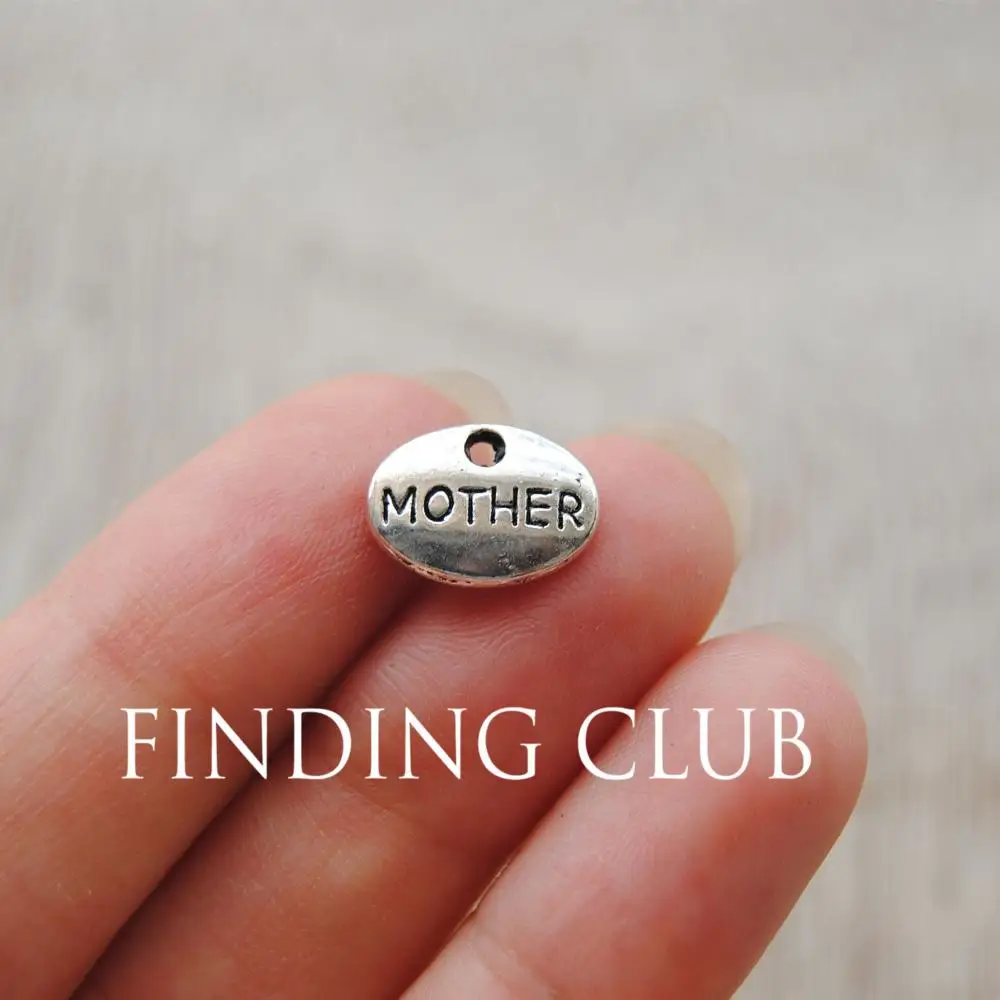 50 pcs 12x9mm Silver Color Letter &quotMother&quot word family pendant Charms Metal Bracelet Necklace Jewelry Findings A720 | Украшения и