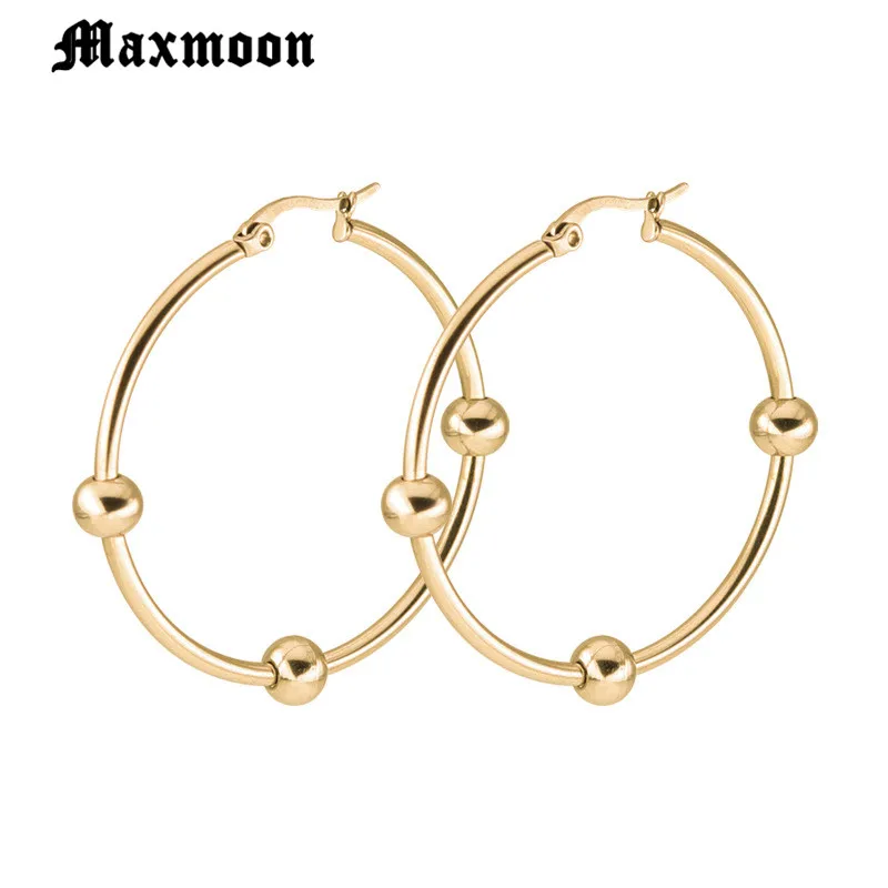 Женские серьги из нержавеющей стали Maxmoon Винтажные золотого и серебряного цвета 2