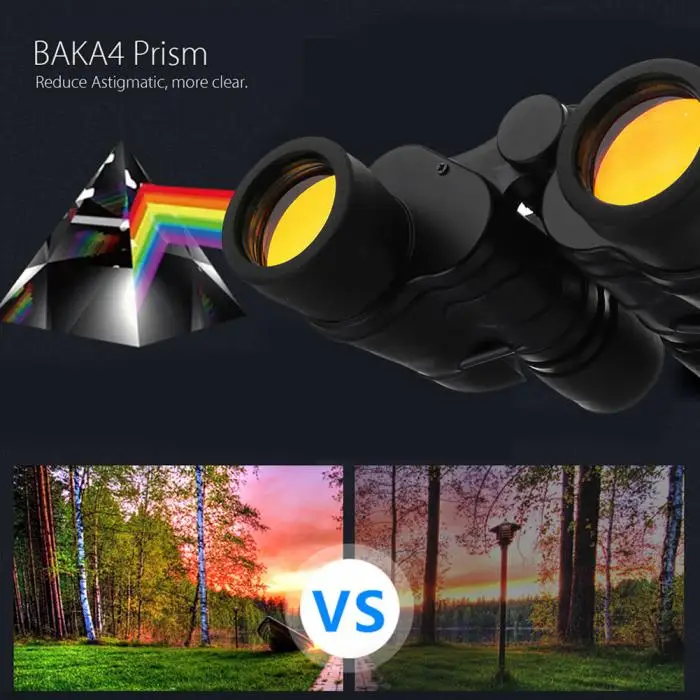 60X60 зум день/ночь Высокое разрешение видение Открытый HD бинокль охотничий телескоп чехол Путешествия складной дневной бинокль