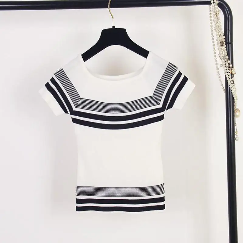 Женский эластичный свитер с вырезом лодочкой тонкий трикотажный пуловер в