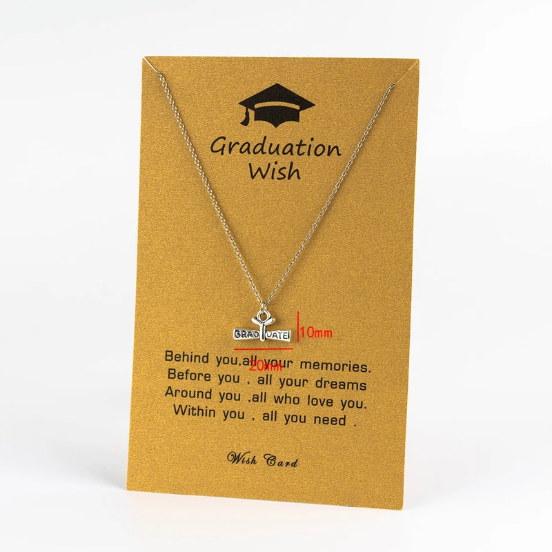 Wish Card 2019/2020 Выпускной благословение Серебристый кулон цепочки и ожерелья для
