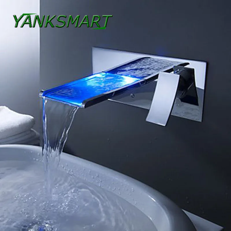 YANKSMART настенное крепление водопад смесители краны водная мощность светодиодный