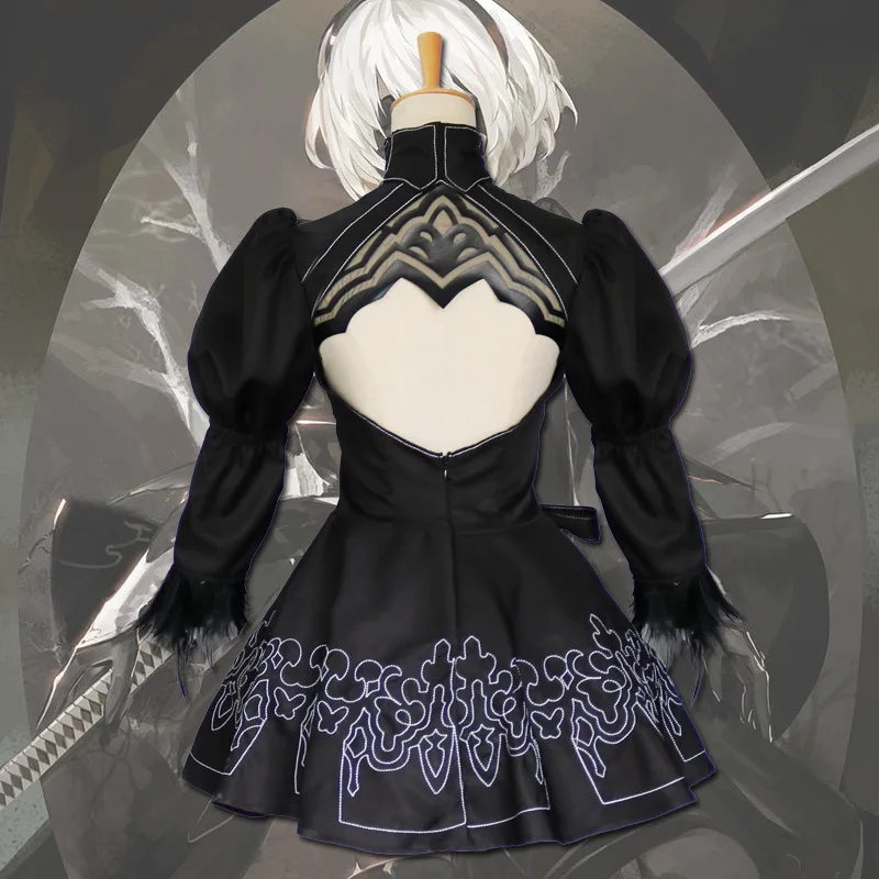 NieR: Automata YoRHa No. 2 TypeB 2B Униформа платье косплей костюм из аниме для Хэллоуина