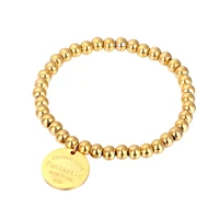 new stainless steel elastic rope bead bracelet for women round charm famous brand engraving fantastic bracelet love jewelry