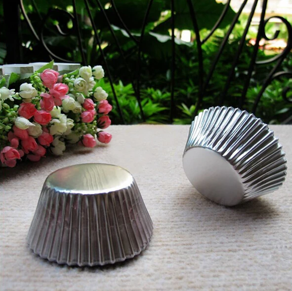 Горячая 100 шт. Однотонные Фольга выпечки торт случае вкладыши для Бумага Чашки