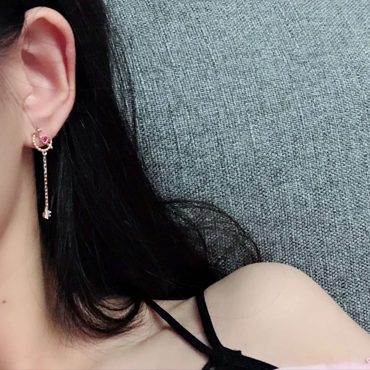 MENGJIQIAO новые корейские креативные асимметричные серьги в виде стрелы в виде сердца для женщин, романтические ювелирные изделия, стразы, кулон Brincos