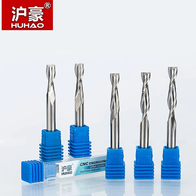 HUHAO 1PC 6mm 3A Top Quality 2 Flute Spiral router bits for wood CNC end mill carbide Tungsten milling cutters fresa|spiral bit|router woodrouter bit