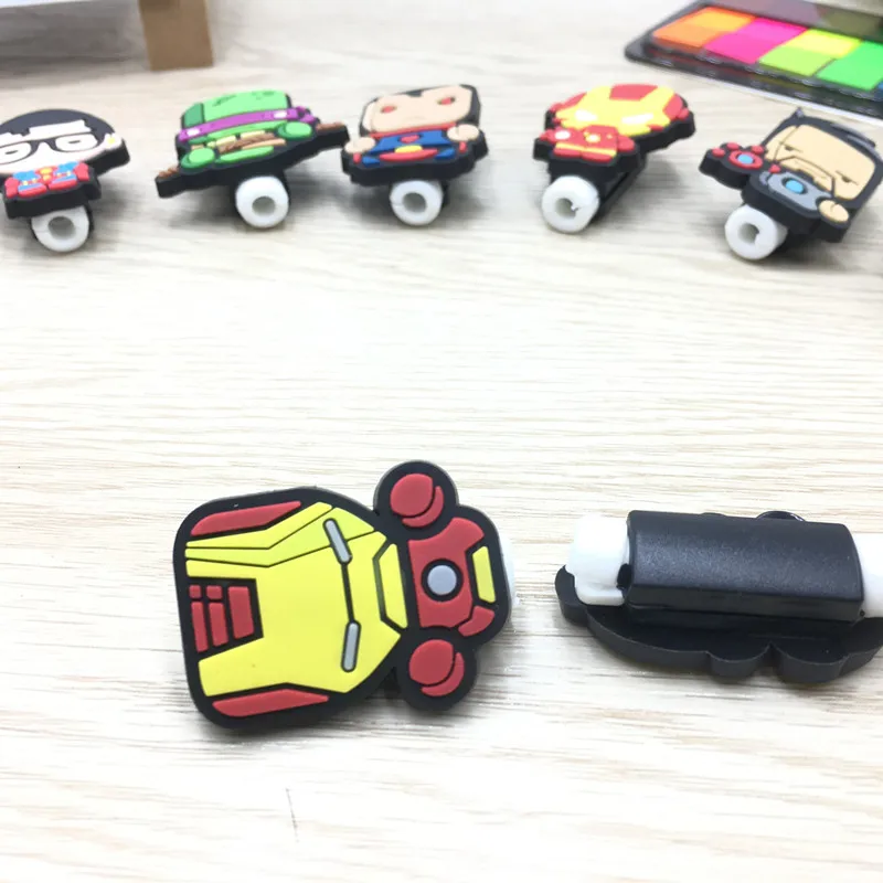 10 шт. мультфильм USB кабель протектор управление Органайзер линии передачи данных клип протектор де Кабо сматывание кабеля для iPhone 5 6 6s 7 8 8x