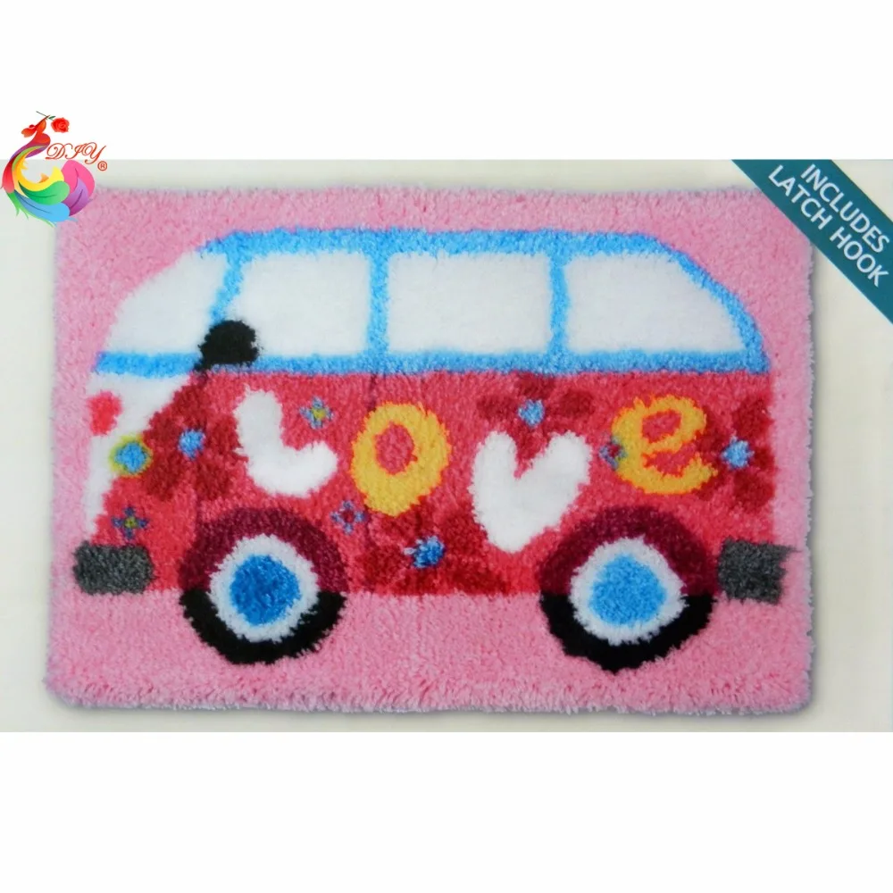 

Latch hook rug kits Cartoon Car knitting needles cross-stitch embroidery rugs and carpets Patchwork carpet Christmas decoration