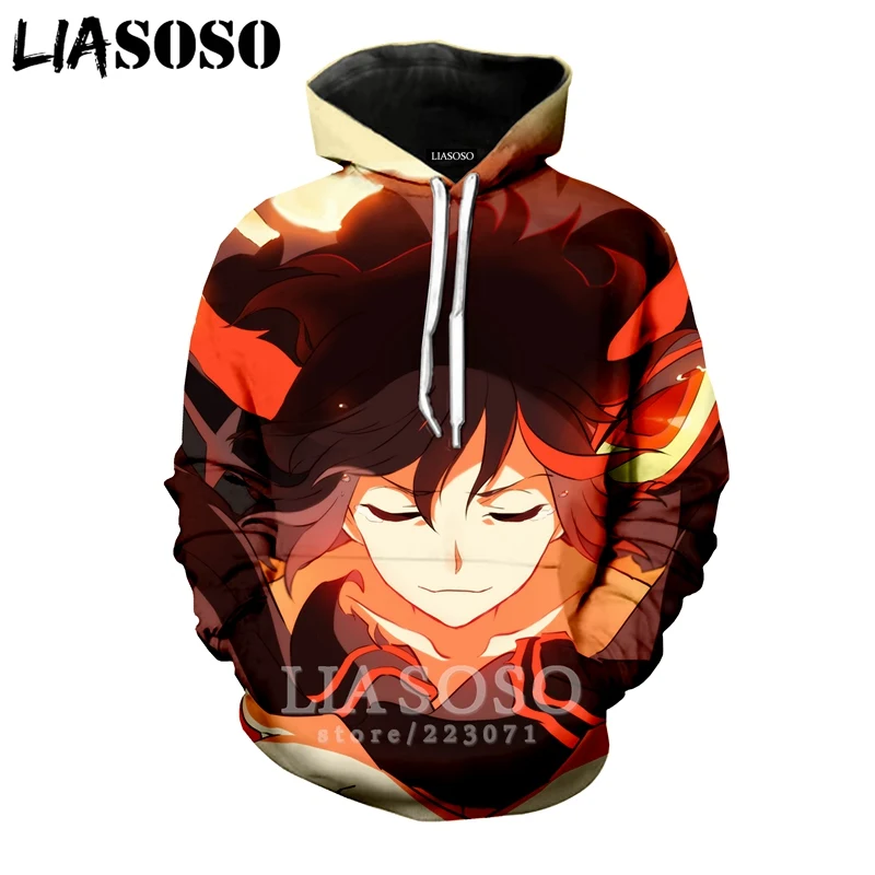 LIASOSO Зимняя мода для мужчин и женщин 3D принт аниме KILL la Толстовка Harajuku с длинным