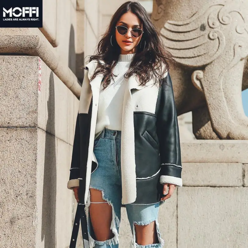 Модная брендовая куртка из искусственной овечьей шерсти и кожи женская уличная