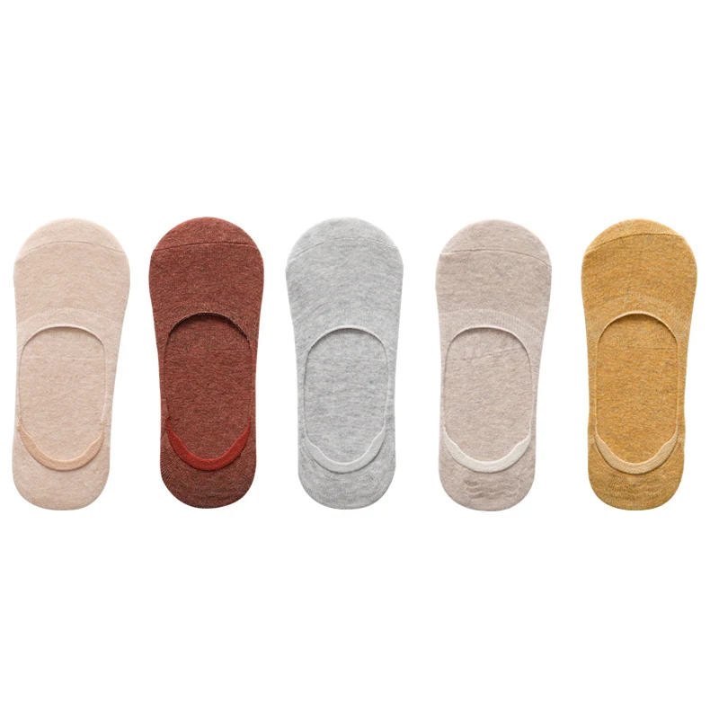 Color 1 5 пар/партия, новые женские носки, однотонные невидимые носки, женские короткие носки, тапочки, летние тонкие Нескользящие женские носки-башмачки - Цвет: Color 1