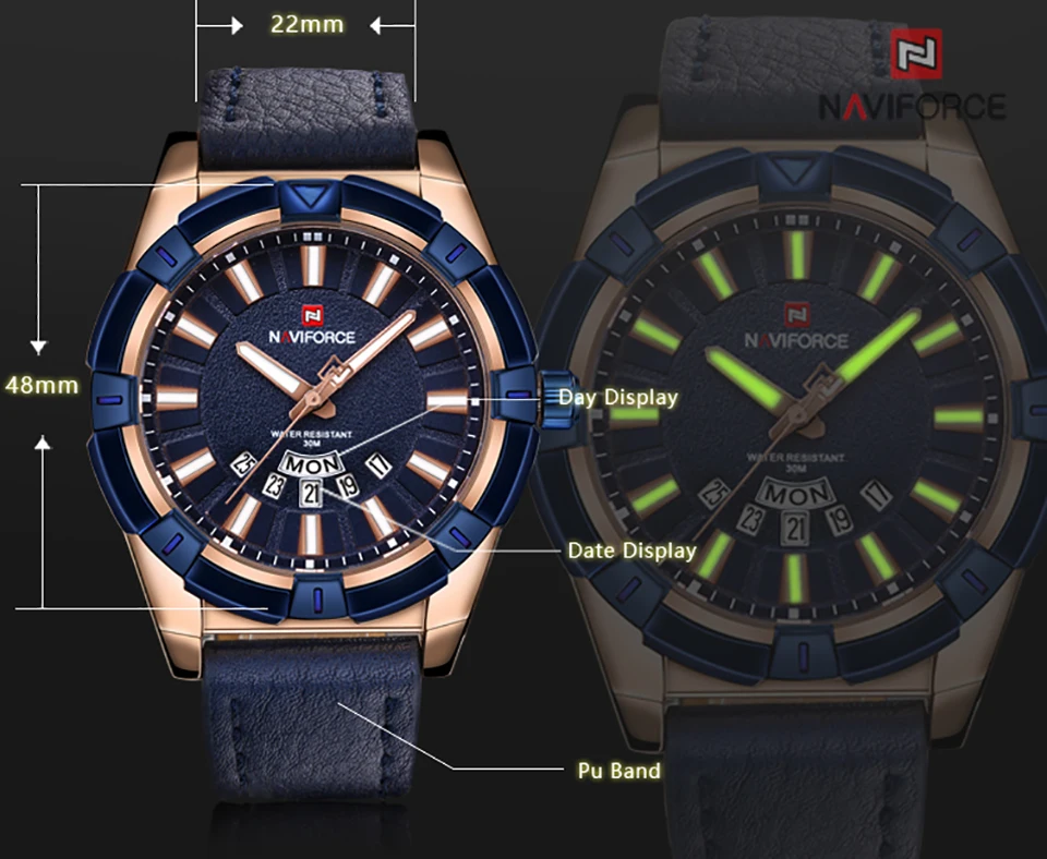 Мужские часы naviforce Роскошные брендовые аналоговые кварцевые часы мужские водонепроницаемые спортивные наручные часы кожаные Наручные часы Relogio Masculino