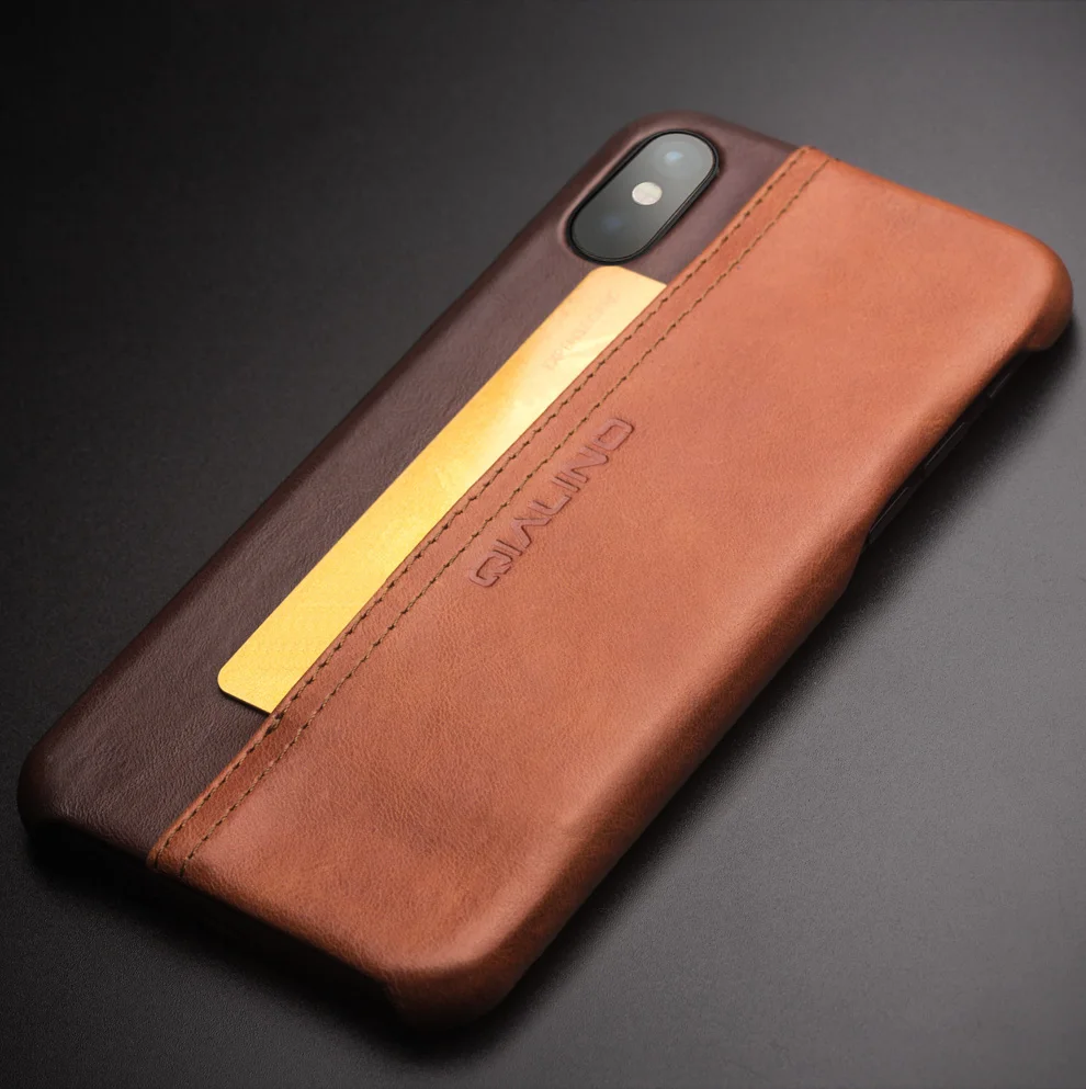 QIALINO Роскошный чехол из натуральной кожи в деловом стиле для iPhone X, модная тонкая задняя крышка ручной работы для iPhone X 5,8 дюймов