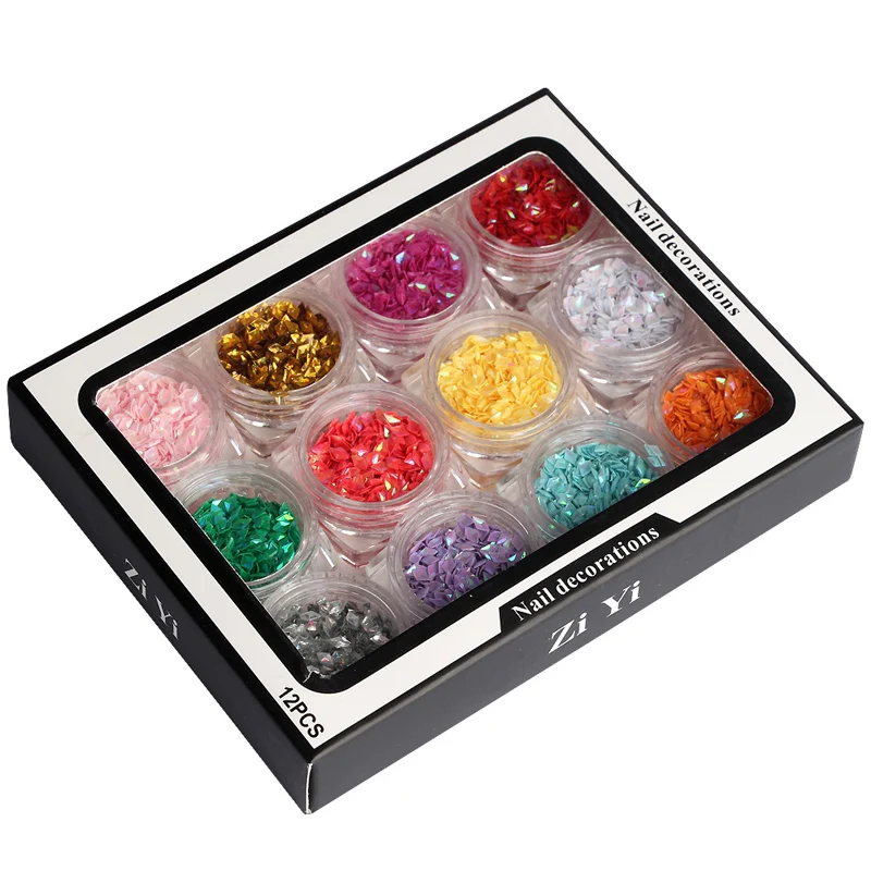 12 цветов/Набор Блестящий акриловый гель для ногтей лазерные украшения 3D