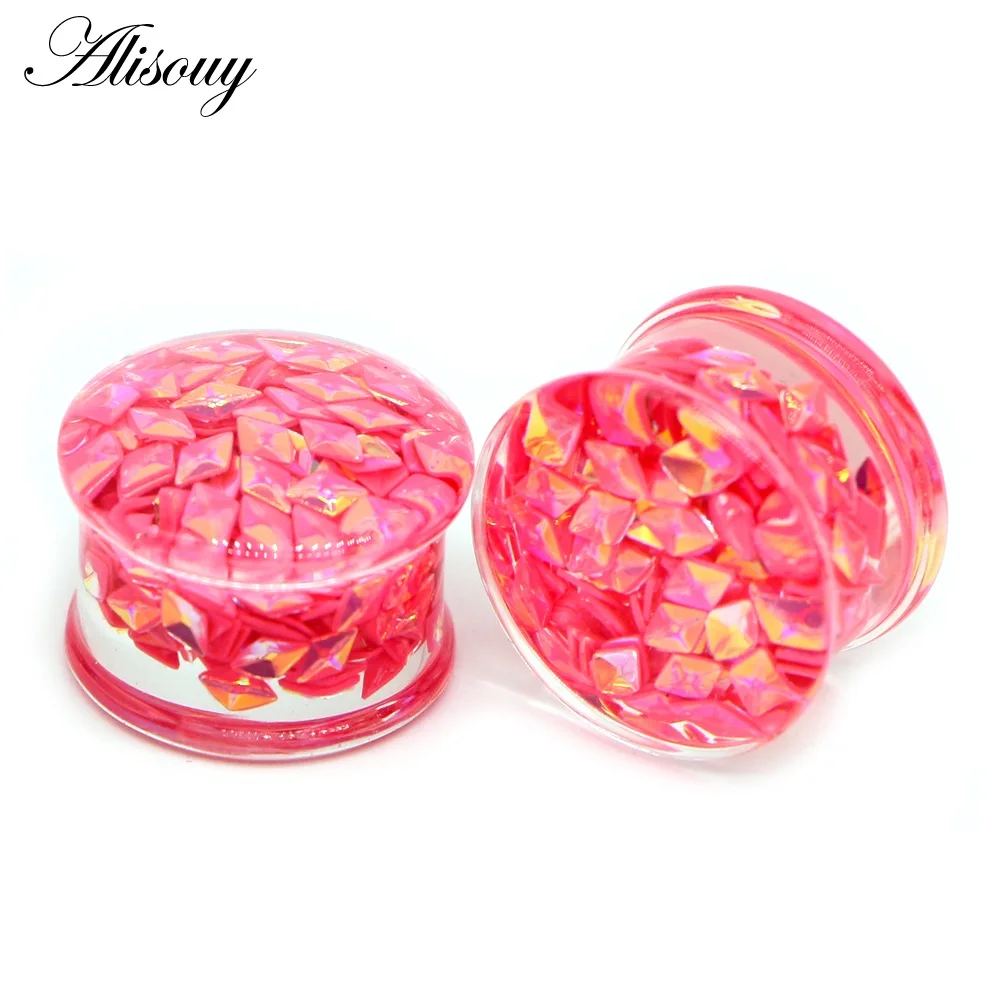 821a Pink Alisouy 1 пара акриловых ушных затычек и тоннели пирсинг для уха серьги телесного цвета тоннель ушной затычки 6-16 мм растяжки ювелирные изделия для тела - Metal color: 821a Pink
