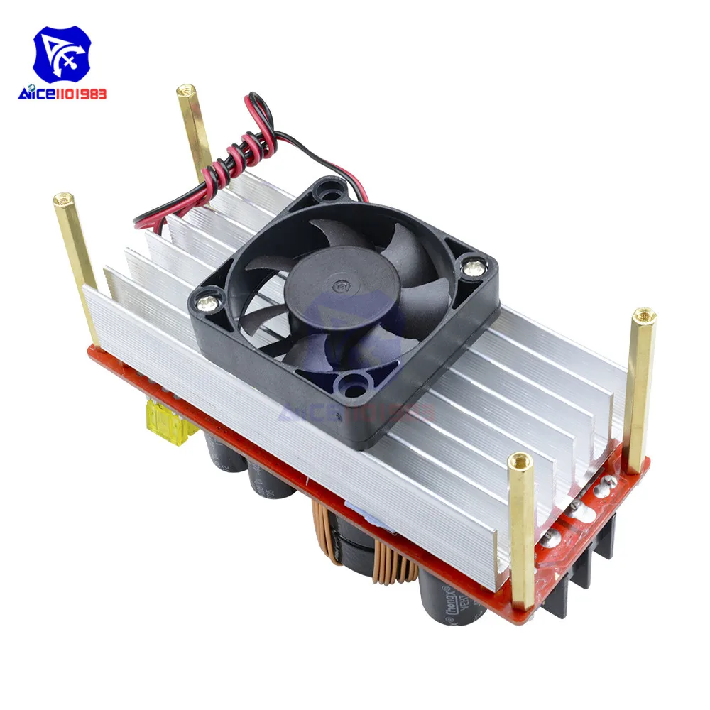 diymor DC 10-60V to 12-90V 1500W 30A DC-DC Step Up Boost Converter Power Supply Module with Heatsink Fan