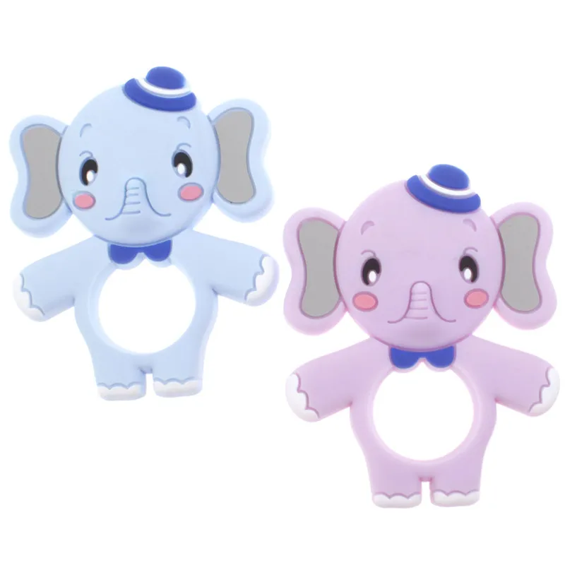 Collar con colgante de elefante de dibujos animados para beb&eacute;, mordedor de silicona sin Bpa, cadena de chupete artesanal, juguetes de dentici&oacute;n de silicona, 5 uds.-3