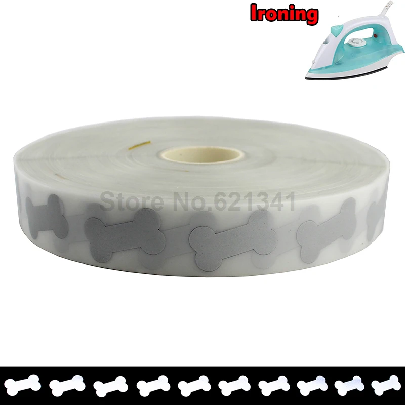 

High Visibility Safely Silver Reflective Tape Iron On Fabric Clothes Heat Transfer Vinyl Film Bone DIY M25