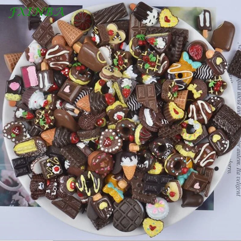 FXINBA 10 шт./лот Милая Конфета из смолы десерт амулеты для слизи конфеты Полимерная глина DIY торт телефон украшения поставки слаймов набор игрушек