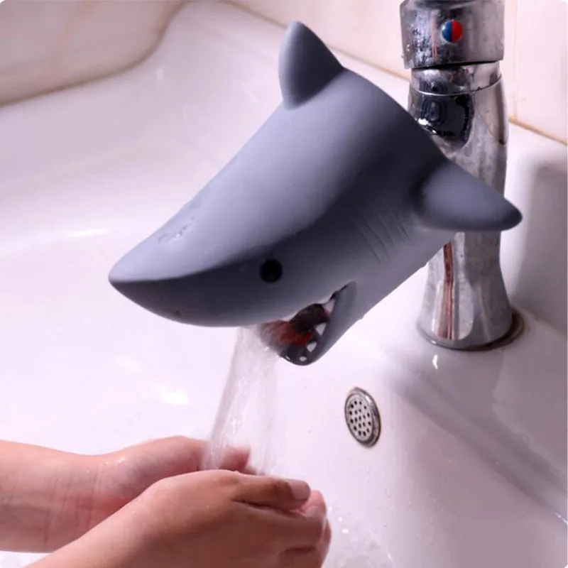 Shark Silicone Удлинитель для смесителя, прочный, милый, мультяшный, для детей, для малышей, для раковины, для ванной, расширитель для смесителя, ручная мойка, для детей, расширитель для смесителя - Цвет: Shark Silicone