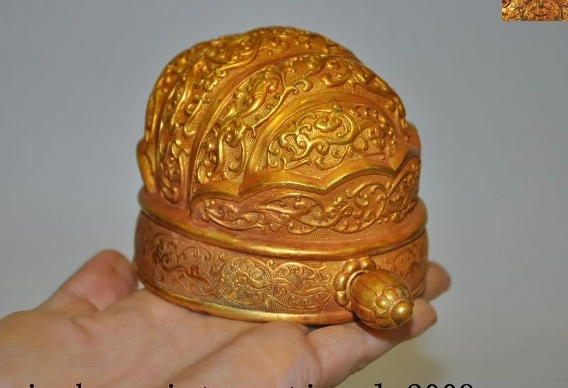 5 &quotКитайский серебряный 24k золотой позолоченный император Феникс шапка в форме